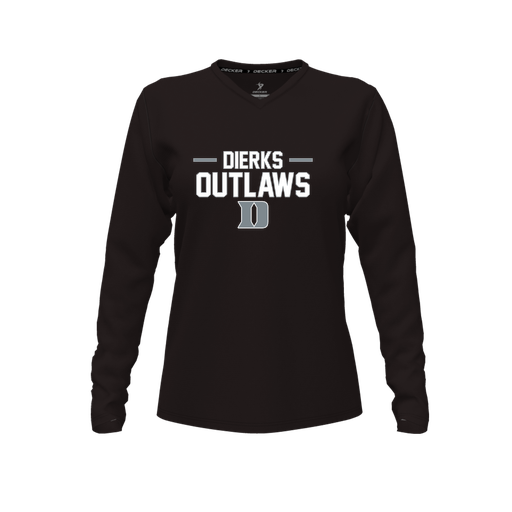 [CUS-DFW-TEES-CMF-VNK-LSL-BLK-FYXS-LOGO3] Decker Comfort T-Shirt (Female Youth XS, Black, V Neck, Logo 3, Long Sleeve)