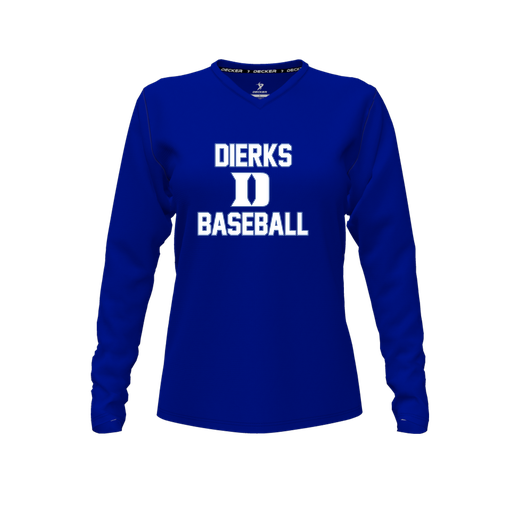 [CUS-DFW-TEES-CMF-VNK-LSL-RYL-FYXS-LOGO2] Comfort T-Shirt (Female Youth XS, Royal, V Neck, Logo 2, Long Sleeve)