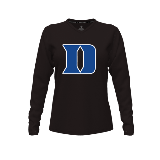 [CUS-DFW-TEES-PER-VNK-LSL-BLK-FYXS-LOGO1] Performance T-Shirt (Female Youth XS, Black, V Neck, Logo 1, Long Sleeve)