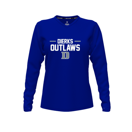 [FTLVPTRY-FYXS-LOGO3] Decker Performance T-Shirt (Female Youth XS, Royal, V Neck, Logo 3, Long Sleeve)