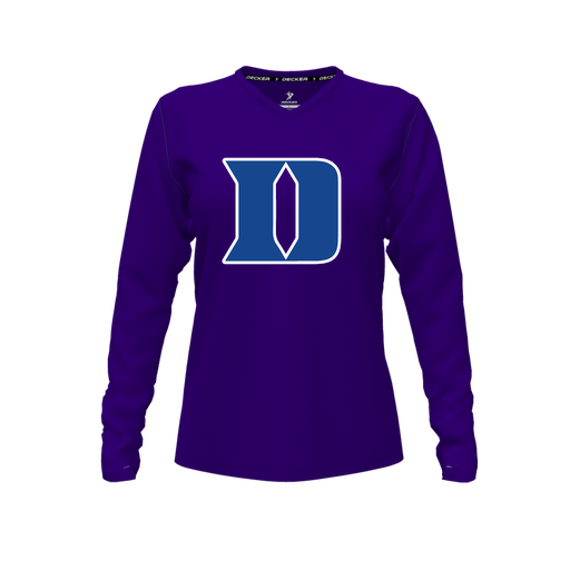 [FTLVPTPP-FYXS-LOGO1] Decker Performance T-Shirt (Female Youth XS, Purple, V Neck, Logo 1, Long Sleeve)