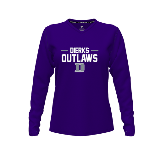 [FTLVPTPP-FYXS-LOGO3] Decker Performance T-Shirt (Female Youth XS, Purple, V Neck, Logo 3, Long Sleeve)