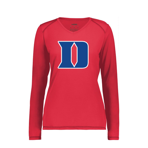 [6847.083.XS-LOGO1] Women's SoftTouch Long Sleeve (Female Adult XS, Red, Logo 1)