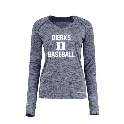 [222770.U22.XS-LOGO2] Ladies Electric Long Sleeve Shirt (Female Adult XS, Navy, Logo 2)