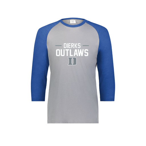 [6879.28V.S-LOGO3] Men's Vintage 3/4 Sleeve T-Shirt (Adult S, Royal, Logo 3)